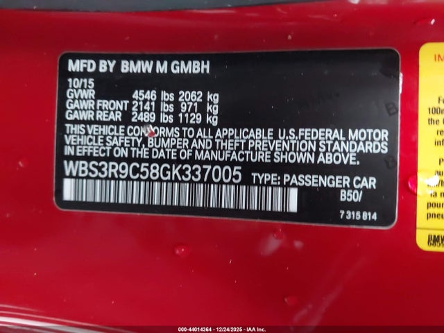 WBS3R9C58GK337005 BMW M4