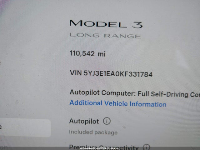 Tesla Model 3 Long Range/mid Range/standard Range/standard Range Plus 2019 5YJ3E1EA0KF331784 Image 14