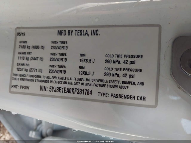2019 TESLA MODEL 3 5YJ3E1EA0KF331784 Photo 8