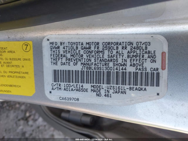 2003 LEXUS GS 430 JT8BL69S130014144 Photo 8