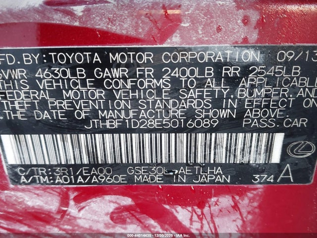 2014 LEXUS IS 250 JTHBF1D28E5016089 Photo 8