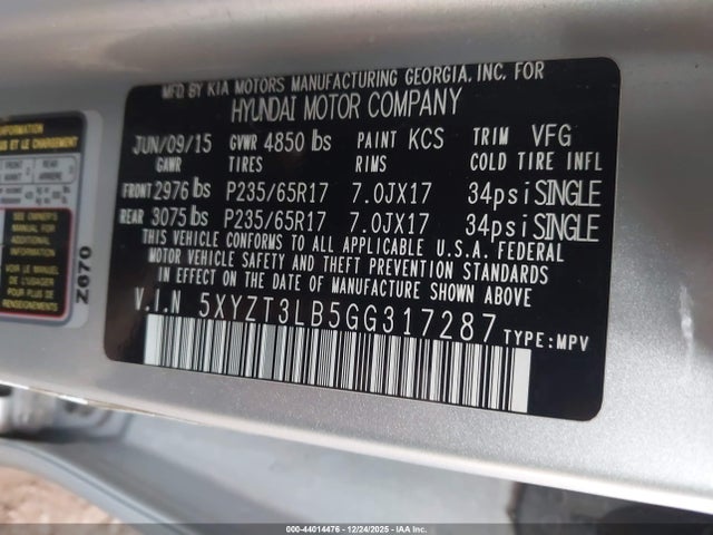 5XYZT3LB5GG317287 Hyundai Santa Fe Sport 2.4l
