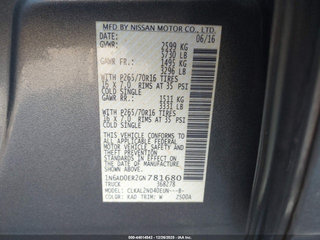 2016 NISSAN FRONTIER 1N6AD0ER2GN781680 Photo 8