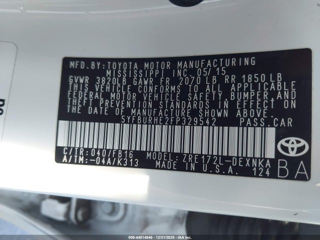 Toyota Corolla Le/le Plus/le Premium 2015 5YFBURHE2FP329542 Image 25
