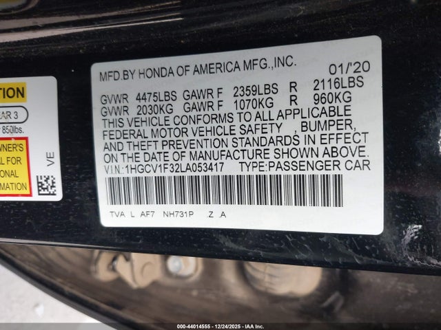1HGCV1F32LA053417 Honda Accord Sport