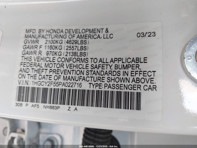 1HGCY2F55PA022716 Honda Accord Hybrid Sport