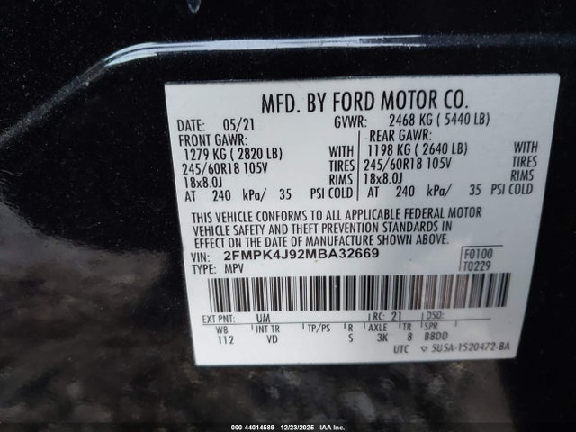 2021 FORD EDGE 2FMPK4J92MBA32669 Photo 8