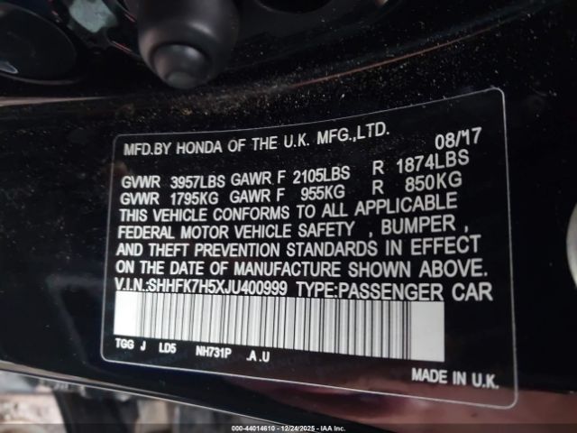 2018 HONDA CIVIC SHHFK7H5XJU400999 Photo 8