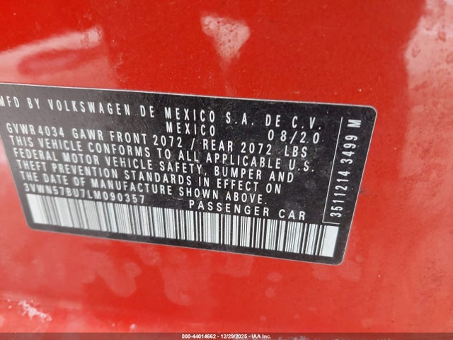3VWN57BU7LM090357 Volkswagen Jetta S/r-line