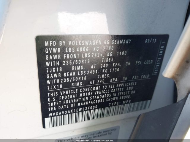 2014 VOLKSWAGEN TIGUAN WVGAV3AX1EW534000 Photo 8