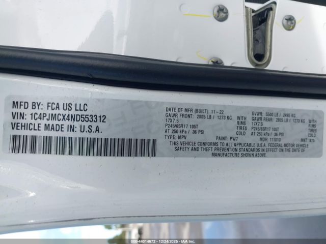 2022 JEEP CHEROKEE 1C4PJMCX4ND553312 Photo 8