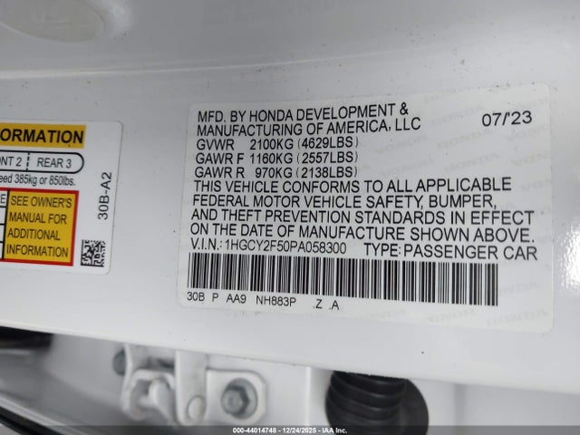 1HGCY2F50PA058300 Honda Accord Hybrid Sport