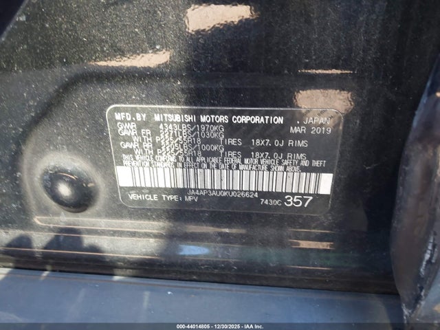 Продаж на аукціоні авто 2019 Mitsubishi Outlander Sport 2.0 Es/2.0 Le/2.0 Sp, vin: JA4AP3AU0KU026624, номер лоту: 44014805