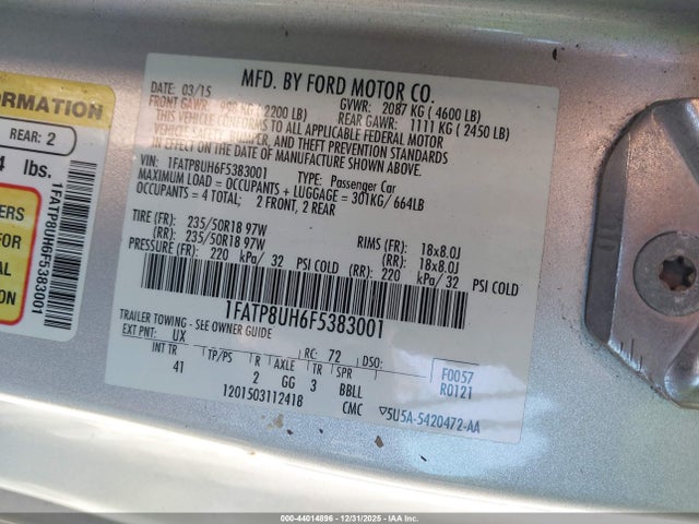 2015 FORD MUSTANG 1FATP8UH6F5383001 Photo 8