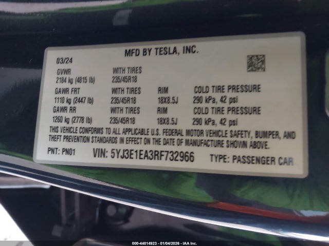 2024 TESLA MODEL 3 5YJ3E1EA3RF732966 Photo 8