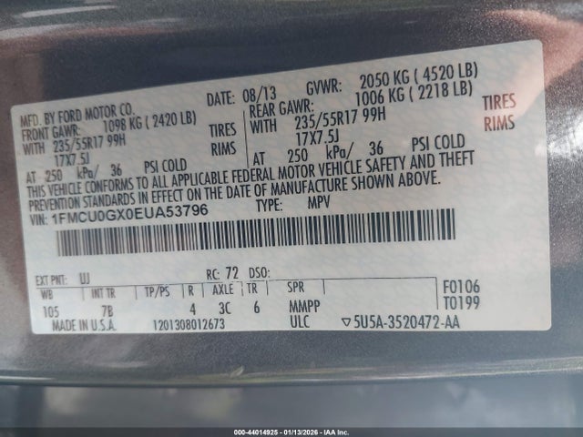 1FMCU0GX0EUA53796 Ford ESCAPE SE