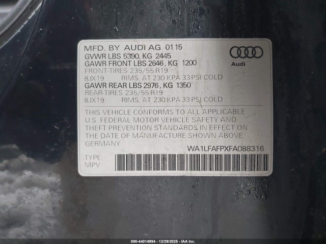 2015 AUDI Q5 WA1LFAFPXFA088316 Photo 8
