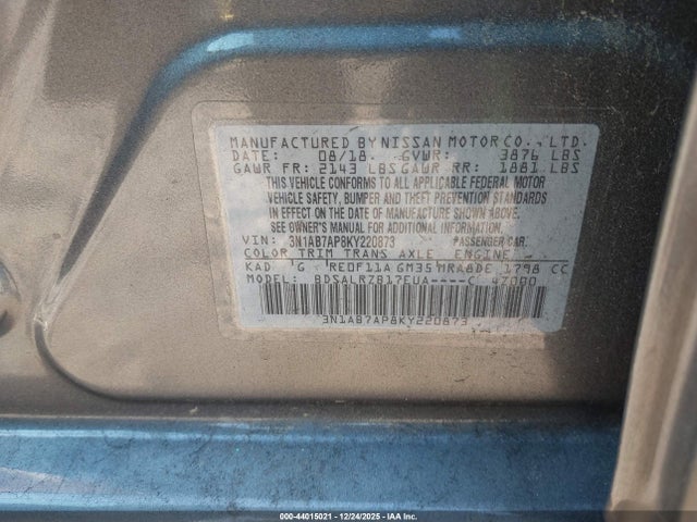 3N1AB7AP8KY220873 Nissan SENTRA SR