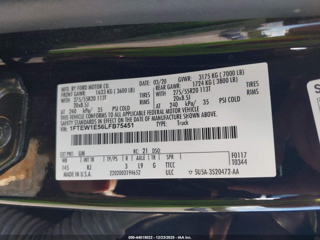 Ford F-150 King Ranch 2020 1FTEW1E56LFB75451 Image 9