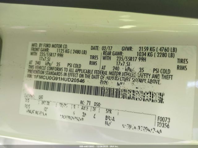 2017 FORD ESCAPE 1FMCU0G91HUD20546 Photo 8