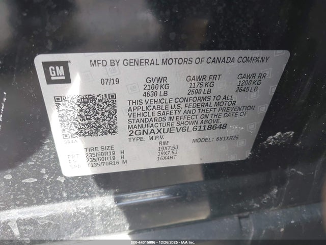 2GNAXUEV6L6118648 Chevrolet Equinox Awd Lt 1.5l Turbo