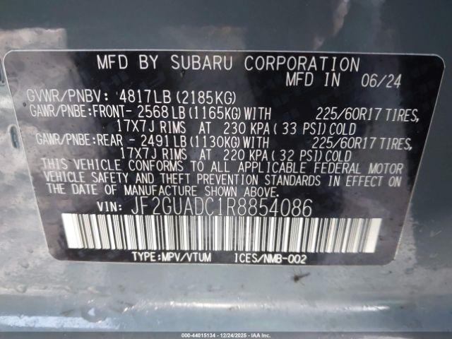 2024 SUBARU CROSSTREK JF2GUADC1R8854086 Photo 8
