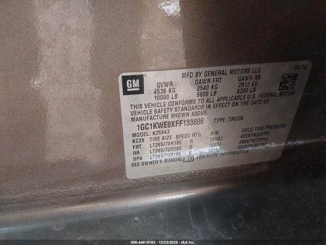 Chevrolet lml 2015 1GC1KWE8XFF133886 Image 9