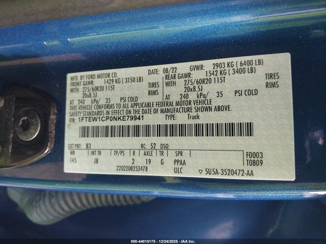 1FTEW1CP0NKE79941 Ford F-150 Xl