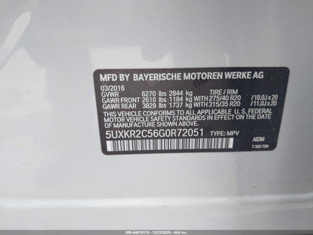 Продаж на аукціоні авто 2016 Bmw X5 Sdrive35i, vin: 5UXKR2C56G0R72051, номер лоту: 44015178