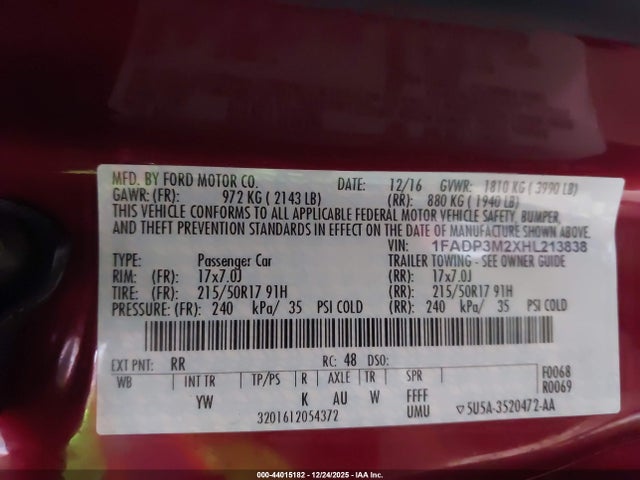 2017 FORD FOCUS 1FADP3M2XHL213838 Photo 8