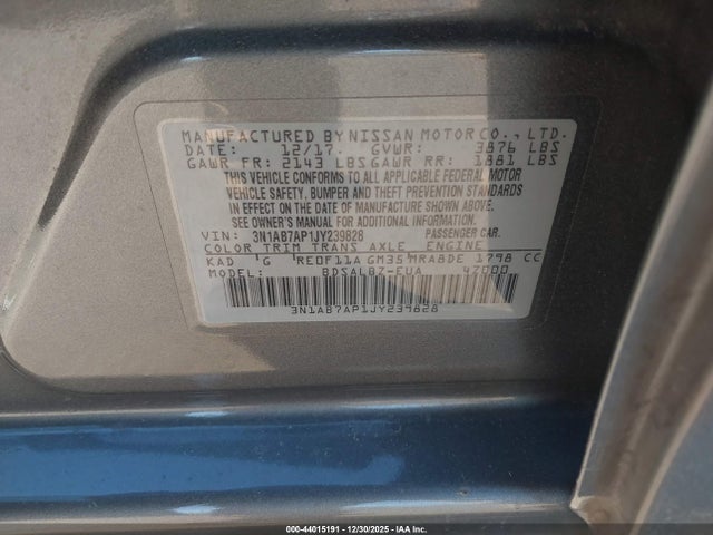3N1AB7AP1JY239828 Nissan SENTRA S