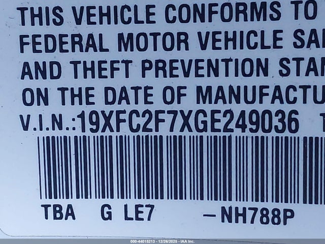 Honda CIVIC EX 2016 19XFC2F7XGE249036 Image 9