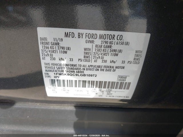 Ford Explorer St 2020 1FM5K8GC9LGB10972 Image 9