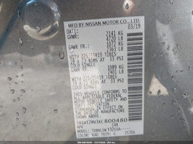 Nissan Rogue Sl 2019 5N1AT2MV3KC800480 Image 9
