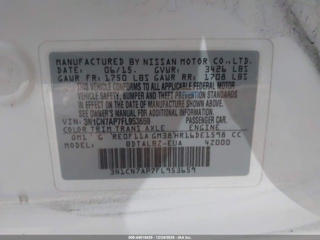 Nissan Versa 1.6 Sv 2015 3N1CN7AP7FL953659 Image 9