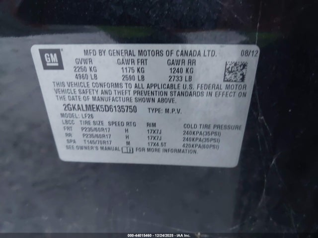 2013 GMC TERRAIN 2GKALMEK5D6135750 Photo 8