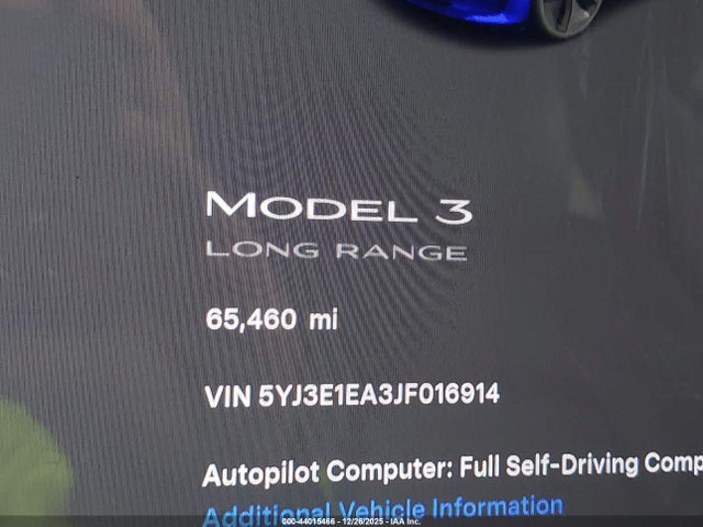 Продаж на аукціоні авто 2018 Tesla Model 3 Long Range/mid Range, vin: 5YJ3E1EA3JF016914, номер лоту: 44015466