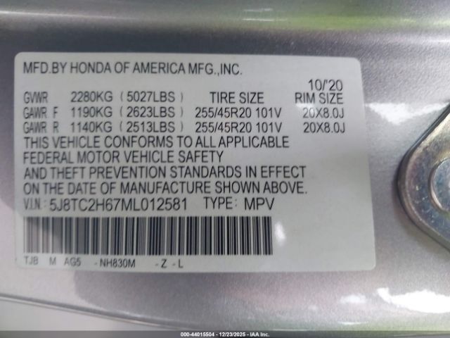 2021 ACURA RDX 5J8TC2H67ML012581 Photo 8