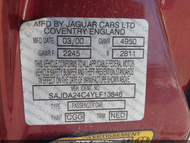 2000 JAGUAR XJ8 SAJDA24C4YLF13846 Photo 8