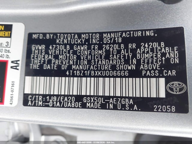 4T1BZ1FBXKU006666 Toyota AVALON XLE
