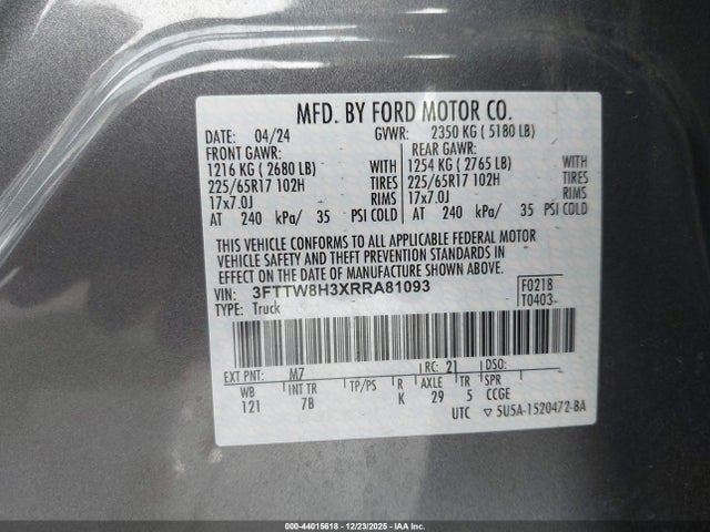 3FTTW8H3XRRA81093 Ford Maverick Xlt