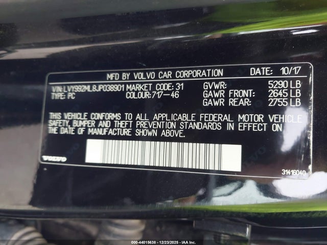 LVY992ML8JP038901 Volvo S90 T6 Inscription