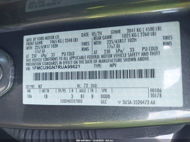 Ford Escape Active 2024 1FMCU9GN7RUA99621 Image 9
