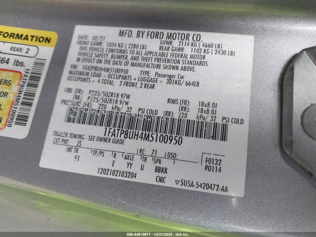 Ford Mustang Ecoboost Premium 2021 1FATP8UH4M5100950 Image 9