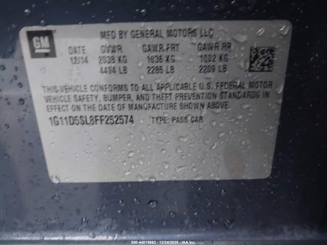 Chevrolet MALIBU 2LT 2015 1G11D5SL8FF252574 Image 9