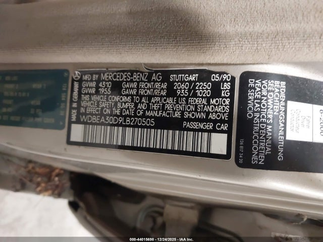 1990 MERCEDES-BENZ 300 WDBEA30D9LB270505 Photo 8