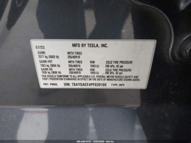 2023 TESLA MODEL Y 7SAYGAEE4PF839169 Photo 8
