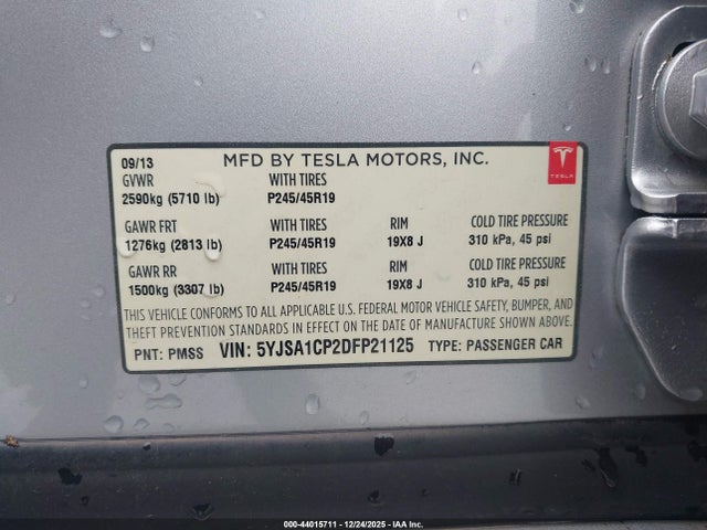 2013 TESLA MODEL S 5YJSA1CP2DFP21125 Photo 8