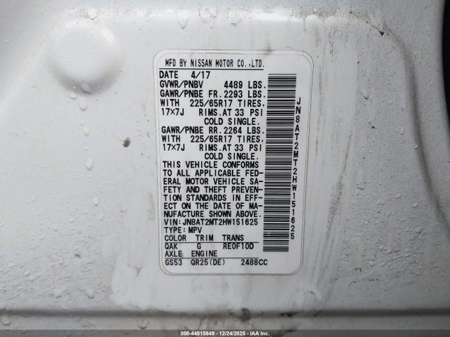 Nissan ROGUE SV 2017 JN8AT2MT2HW151625 Image 9