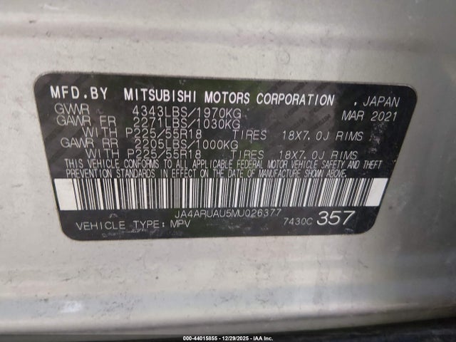 2021 MITSUBISHI OUTLANDER SPORT JA4ARUAU5MU026377 Photo 8